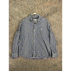 Orvis Button Up Shirt Men’s Large Blue Gray Long Sleeve Outdoors Hiking